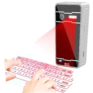 LA GUAPA Virtual Projection Keyboard-Laser Projection Bluetooth Wireless Keyboard for Smart Phone PC Tablet Laptop，Wireless Laser Projection Keyboard (Silver)