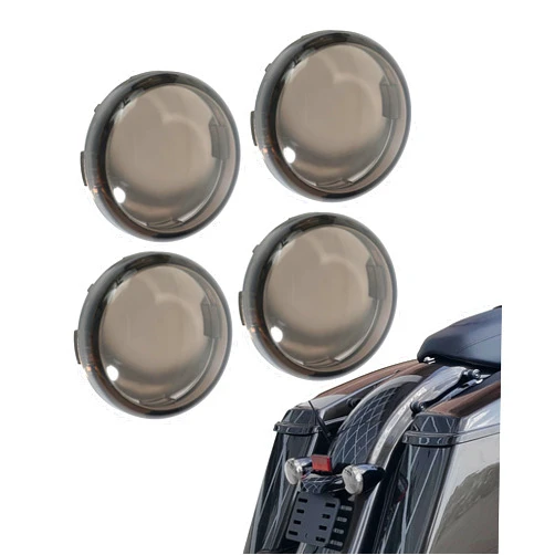 RACOONA 4Pcs Motorcycle Turn Signal Lens Lense Kit,Car Accessories Bullet Smoked Turn Signals Lens Cover,Turn Signal Light Lenses Anti-scratch Covers,Fit for Street Glide,Road King