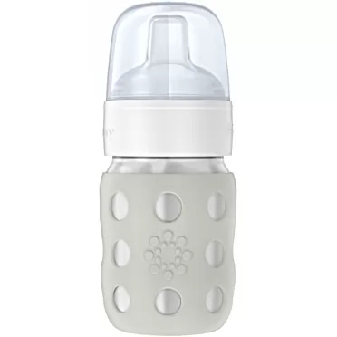 Lifefactory 8-Ounce Stainless-Steel Vacuum-Insulated Wide-Neck Baby Bottle with Sippy Nipple, Cool Grey, LS2251WCG4 COOL GREY Sippy Nipple