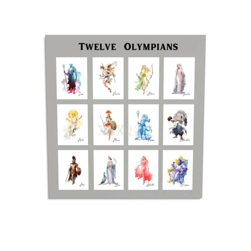 Generic Ancient Gods And Goddesses Poster,12 Olympians,Greek Mythology Art (4) Canvas Painting Posters And Prints Wall Art Pictures for Living Room Bedroom Decor 12x12inch(30x30cm) Unframe-style