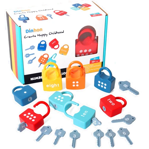 Dinhon Kids Learning Locks with Keys Numbers Matching & Counting Montessori Educational Toys for Ages 3 yrs+ Boys and Girls Preschool Games Gifts