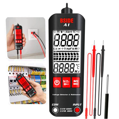DEYOT A1 Fully Automatic Anti-Burn Intelligent Digital Multimeter, Zero and Fire Wires Tester Non Contact Voltage Detector, Fast Accurately Measures Voltage, Current, Conductor On/Off, Color Ring Resistance