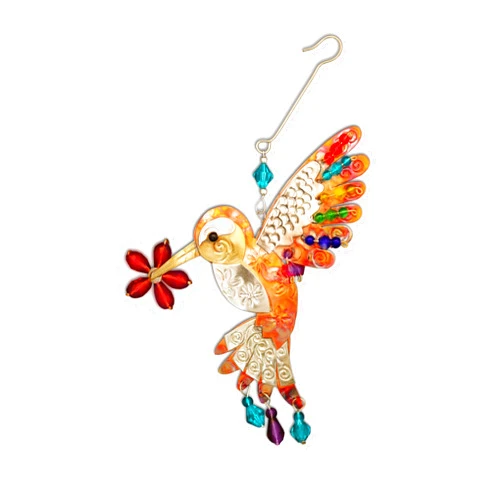 Pilgrim Imports Bronze Nickel and Copper Hanging Ornament Handmade Fair Trade- Peaceful Hummingbird 963-2929 0