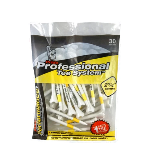 Pride Golf Tee Pride Performance Professional Tee System Plastic Golf Tees (30 Count) , Yellow, 2-3/4 Inch