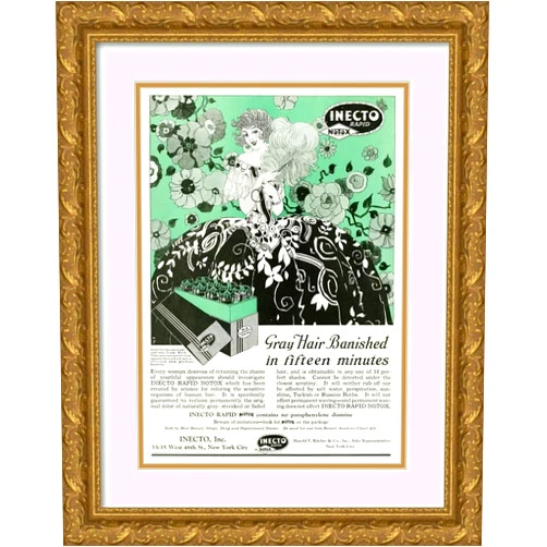 ArtDirect Anonymous 14x18 Gold Ornate Frame and Double Matted Museum Art Print Titled - Inecto Rapid, Grey Hair Banished in 15 Minutes (1924)