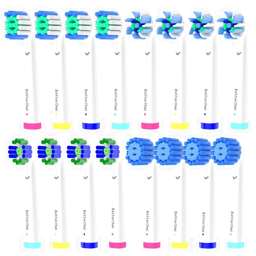Betterchoi 16pcs Replacement Brush Heads Compatible with Oral B Electric Toothbrushes. Pack of 4 Precision Clean,4 Cross Clean,4 3D Whitening Clean and 4 Sensitive Clean.