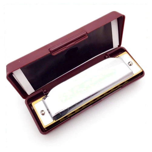 SUOFEILAIMU-PHONE CASE SUOFEILAIMU Copper Plate 10 Holes Harmonica Folk Master Mouth Organ Key of C Harp Diatonic Blues Instrumentos Musicais Gaita (Color : 10 Holes Suzuki)