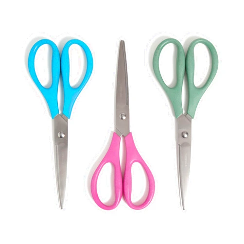 U Brands U-Eco 8“ Scissors, Set of 3, Assorted Brights, Patented Concave Blade Technology (6607U01-24)