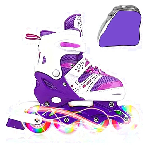JIFAR Kids Adjustable Flashing Inline Skates for Boys Girls and Adults with Full Light Up Wheels, Outdoor Roller Skates for Kids Beginner Ages 6-8-12-14, Men and Women