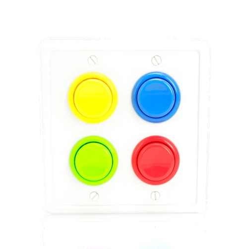2FY2SW Arcade Light Switch Plate Cover, (White/Red,Blue,Green,Yellow) Double Switch, 2-Gang Standard Size Rocker Wall Plate, Game Room Decorator, Kid Bedroom Wallplate, Faceplate Replacement