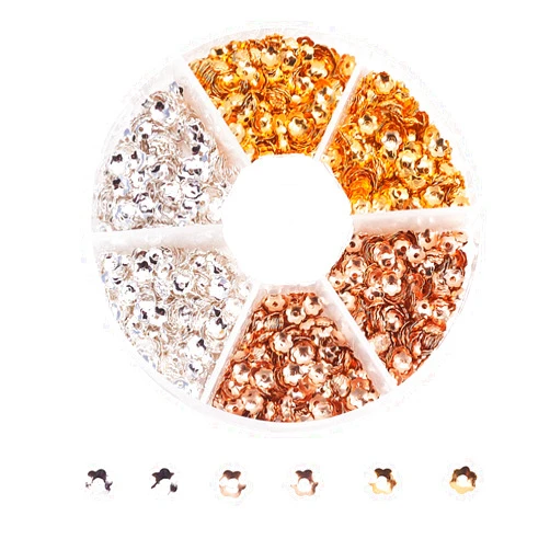 DanLingJewelry 3000 pcs 3 Colors Iron Bead Caps 6-Petal Flower Shaped Tiny Metal Bead Cap Cones for Jewelry Making