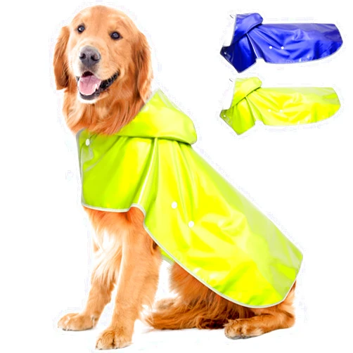 Weesiber Dog Raincoat Waterproof, Reflective Dog Rain Jacket Coat with Transparent Brim Hood, Adjustable Lightweight Puppy Poncho Slicker(Large, Fluorescent Green)