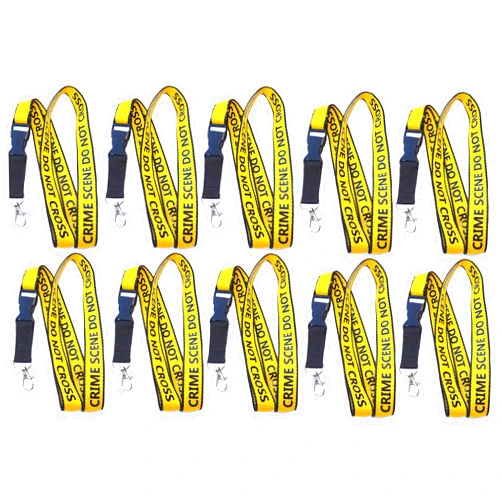 NewCharms Ten (10) of Lanyards Crime Scene Do Not Cross - Metal Clasp and Quick Release Included - Forensic ID Keychains