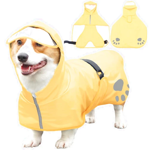 Periflowin Dog Raincoat Hooded Slicker Poncho - Reflective Lightweight Pet Rain Jacket Coat,Dog Waterproof Raincoat with Adjustable Belly Strap for Small,Medium, Large Dogs