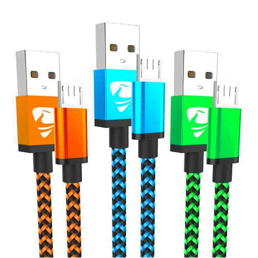 Aioneus Micro USB Cable Fast Android Charging Cord 6FT 3Pack Charging Cable Braided Charger Cord for Samsung Galaxy S7 Edge S6 S5 S2 J7 J7V J5 J3 J3V J2, LG K40 K20, Fire Tablet, PS4, Xbox, Kindle