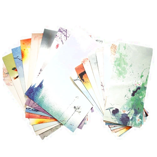 Winrase Set of 32 Chinese Ink Painting Classical Style Design Writing Stationery Paper with 16 Envelopes,8 Styles