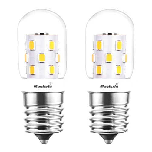 Maelsrlg LED Microwave Light Bulbs Under Hood 40W Equivalent, E17 LED Bulb Dimmable for Range Hood, 3W 380 Lumens, LED Appliance Light Bulb Over Stove, Warm White 3000K, 2 Pack