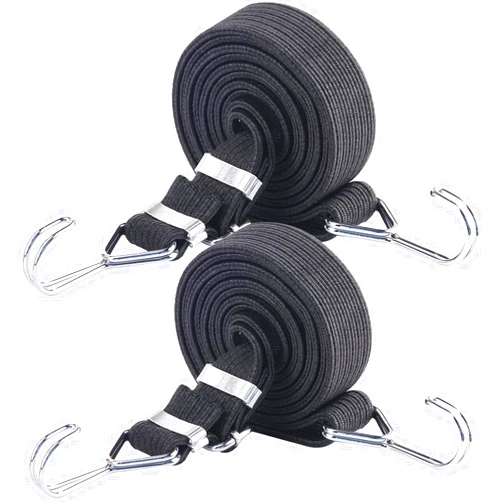 Wejjue 2Pack Flat Bungee Cords with Hooks, 40in/120in Adjustable Elastic Bungee Straps with Hooks for Bicycles Camping Tent Luggage Fixings (40IN)
