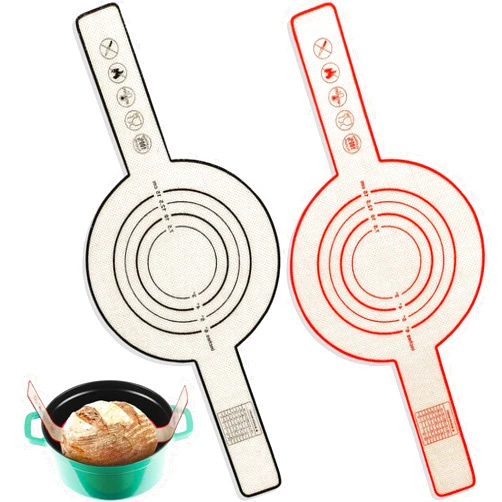YUIXLIN Silicone Bread Sling for Dutch Oven, 2 Pcs Non-Stick & Easy Clean Reusable Silicone Bread Baking Mat with Long Handles, Easy to Transfer Sourdough Bread