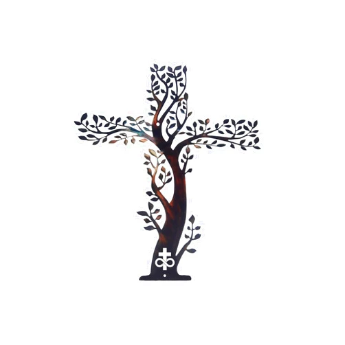 YO-yiHHG Metal Cross Tree Wall Decor, Tree of Life Wall Art Crosses Wall Decor Family Cross Ideal for Hanging in Spaces Such As Living Rooms, Study Rooms and Churches (C)
