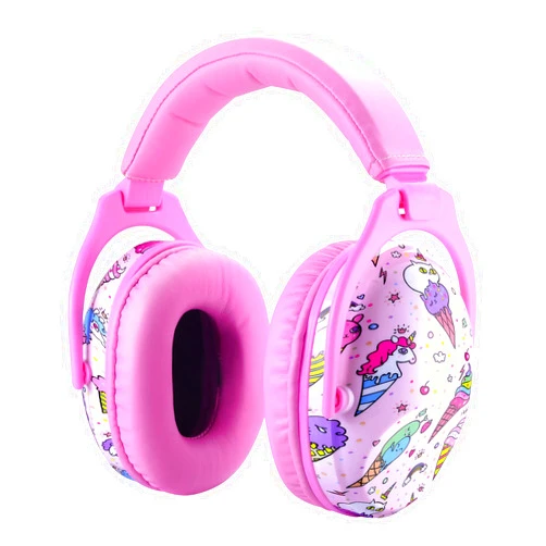 Hocazor HZ015 Kids Ear Protection-SNR 27dB Safety Earmuffs Durable Composite Material Hearing Protector Girls Noise Cancelling Headphones - Pink Ice Cream