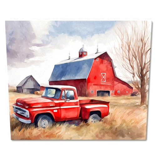 Rebotipy American Farm DIY Paint by Numbers for Adults Red Barn vintage Truck Paint by Numbers Kits with Paintbrushes and Acrylic Pigment 16X20 Inch Flameless Canvas Wall Decor Oil Painting for Friends Family