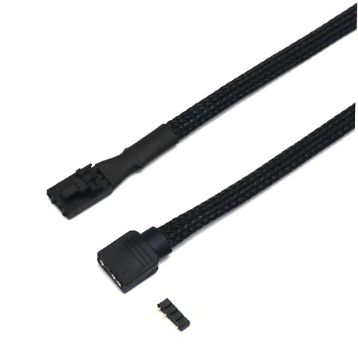 Angitu for Corsair Fan RGB ARGB Adapter Cable with Black PET Sleeved HD LL120 140 QL 3Pin 4Pin Fan to 5V 3Pin RGB LED Cable 50cm (4P Female to RGB)