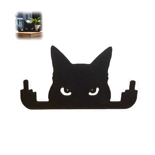 Generic 2024 Black Rabbit Decor Ornament,Funny Rabbit Wall Art Figurine,Perfect Black Rabbit Gifts for Desk Display, Artistic Rabbit Lovers' Gift,Decorative Black Rabbit Elements (Cat, 6 Inch)