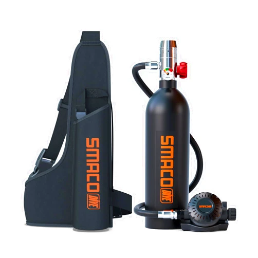 SMACO Scuba Tank Diving Gear for Diver 1L Mini Scuba Tank Small Diving Oxygen Cylinder up to 20 Minutes Dive Time Portable Diving Tank Kit for Underwater Exploration Emergency Rescue Pony Bottle S400