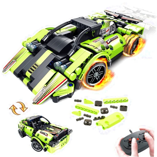 GAMZOO STEM Building Toys for Kids with 2-in-1 Remote Control Racer Snap Together Engineering Kits Early Learning Racecar Building Blocks - Best Gift for 6 7 8 9＋Year Old Boys and Girls