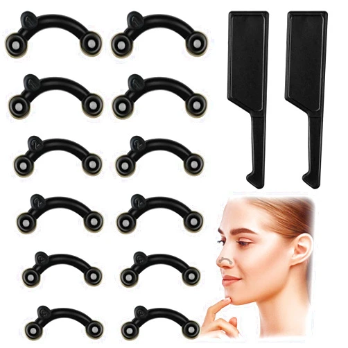 Maitys 2 Sets Nose Up Lifting Shaper Clip Clipper Nose Shaper Nose Up lifter Inserts Shaping Clip Silicone Nose Beauty Tools Invisible Nose Slimming Device for Wide Nose (Black)