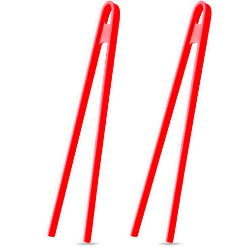 Patelai 2 Pieces 11.8 Inch Silicone Trivet Tongs for Cooking Silicone Tongs Kitchen Utensils Heat Resistant Non-Stick Silicone Food Tongs Cooking Tongs BBQ Grilling Tongs (Red)