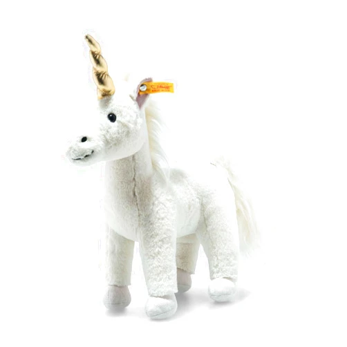 Steiff Unica Unicorn, Premium Unicorn Stuffed Animal, Standing Stuffed Unicorn Toy with Golden Horn (White, 11