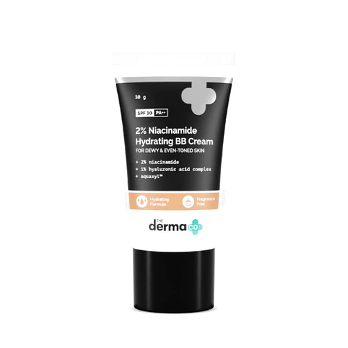 The Derma Co 2% Niacinamide Hydrating BB Cream with SPF 30 PA++ Enriched with 1% Hyaluronic Acid Complex & Aquaxyl™ - 30 g | 02 - Nude Glow