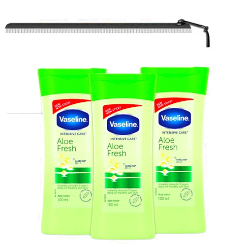 Graydon Hall Vaseline Intensive Care Lotion Aloe Travel Set - Vaseline Aloe Body Cream Bundle with 3 Vaseline Aloe Fresh Travel Size 100ml Bottles Plus Travel Bag | Travel Size Body Lotion for Adults