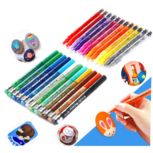 Bliybliy Acrylic Paint Marker Pens, 24 Vibrant Colors Paint Marker Set 0.7mm Extra Fine Point for Rocks Painting, DIY Design,Scrapbooking Supplies,Adult Coloring Book...