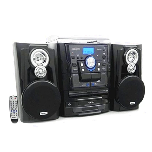 Jensen All-in-One Hi-Fi Stereo CD Player Turntable & Digital AM/FM Radio Tuner Tape Cassette Player Mega Bass Reflex Stereo Sound System