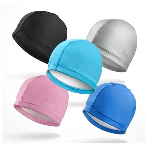 SHIGAKEN 2pcs Cloth Swim Caps for Both Women & Men & Kids Fabric Durable Non-Waterproof Elastic Swimming Pool Cap Bathing Cap for Long and Short Hair