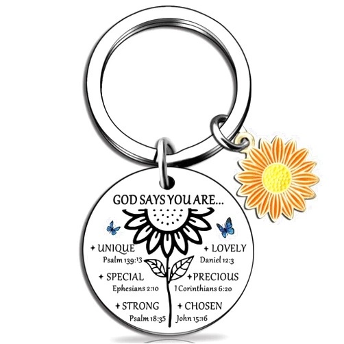 OEHEDOU Christian Gifts For Women Sunflower Gifts For Women Religious Gifts For Women Sunflower Keychain Inspirational Gifts For Teen Girls Sunflower Gifts Bible Verse Gifts Sunflower Charm