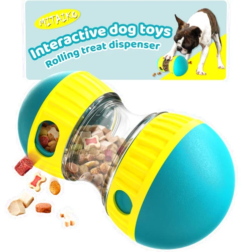 MITAIKO Interactive Dog Toys to Keep Them Busy, Dog Treat Puzzle Enrichment Dispensing Toys, Fun Rolling & Chase for Mental Stimulation, Adjustable Puzzle Feeder for Small Medium Large Dogs, Blue