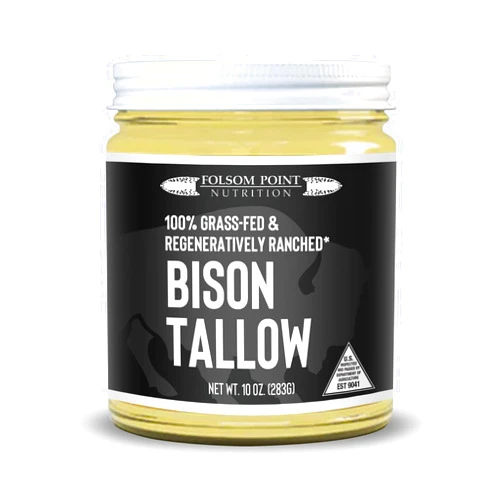 Folsom Point Nutrition 100% Grass-Fed and Finished Bison Tallow | Perfect for Cooking, Skin Care, Pemmican, Frying, and more | Regeneratively Ranched, Rendered, and Packaged in the USA with Integrity