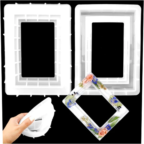BuleVina Resin Picture Frame Mold - Epoxy Silicone Casting Mold for DIY Personalized Photo Crafts - Rectangle Shape for Home Table Decoration, Handmade Gifts (8x6 Inch)