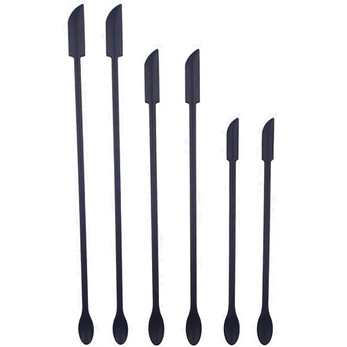 COTIMO Mini Spatula - Makeup Spatula - Small Silicone Spatula Set- Tiny Rubber Spatula for Makeup- Thin Jar Scraper for Kitchen(Black)