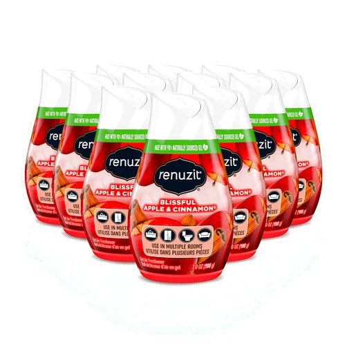 Renuzit - 1717587 Blissful Apple & Cinnamon Adjustable Gel Air Freshener, 7oz Cone (Pack of 12)