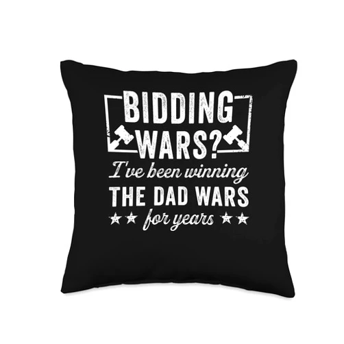Auctioneering Auctioneer Salesperson Bidding Auctioneer Dad Been Winning Wars for Years Throw Pillow, 16x16, Multicolor