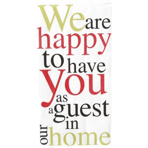 Boston International IHR 3-Ply Paper Napkins, 16-Count Guest Size, Happy to Have You