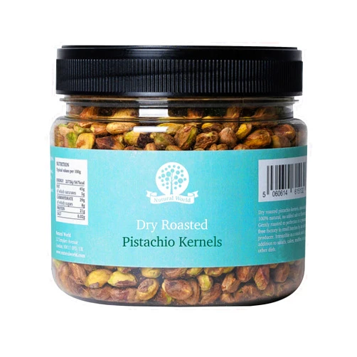 Nutural World - Dry Roasted Pistachio Kernels - Unsalted 17.63 Oz (500g)