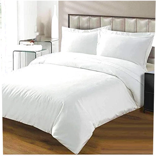 AnexLinen 100% Egyptian Cotton 3 PCs Duvet Cover Set-600 Thread Counts-Luxury Hotel Secure Best Bedding Comforter Cover with Zipper Closure & 4 Corner Ties-White Duvet for Over Size Queen 100x100 Bed