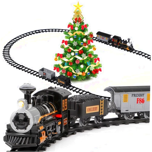 Lucky Doug Christmas Train Set Toys for Kids, Toy Train Set with Light & Sound for Under Christmas Tree, Christmas Train Toys Set for Kids Toddler 1-3 2-4 3-5 4-8 4-7, Christmas Birthday Gifts Toys