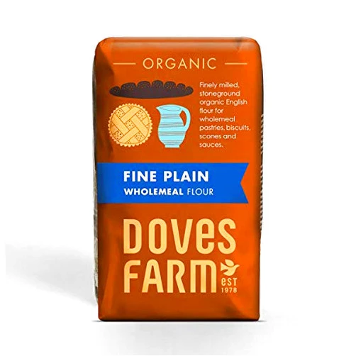 Doves Farm Organic Fine Plain Wholemeal Flour (1Kg) - Pack of 6